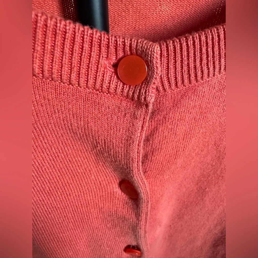 Talbots Pima Cotton Button Front Cardigan Sweater Coral XS - Picture 2 of 8